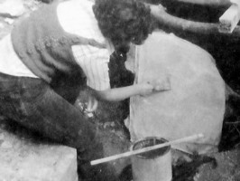 Подготовка за реставриране на стенописите от черквата "Св. Илия" - 1979г.